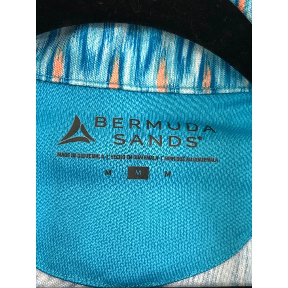 Bermuda Sands Womens Sleeveless Golf Polo Top Blue Ikat Print Quarter Zip Size M - Picture 2 of 9